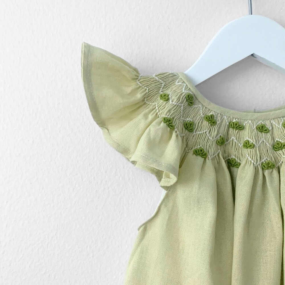 NWT Beautiful Girls Embroidered Smocked Bishop Dress Spring Botanicals Green 11Y - Picture 4 of 6